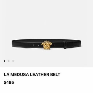Black versace belt with gold medusa head